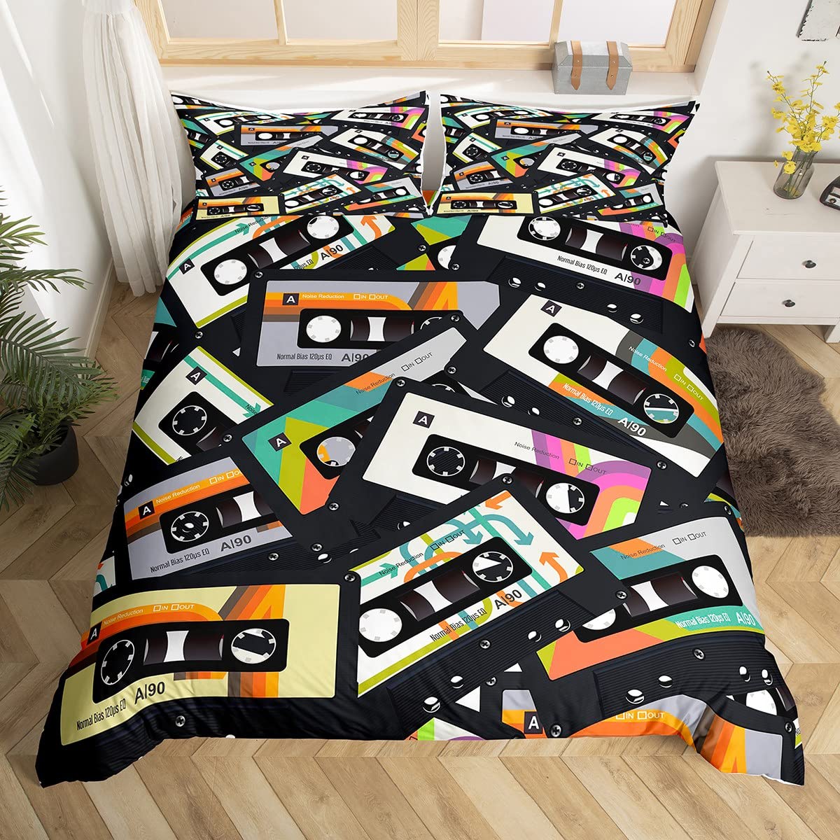 Audio Music King - Colorful Music Cassettes Duvet Cover King
