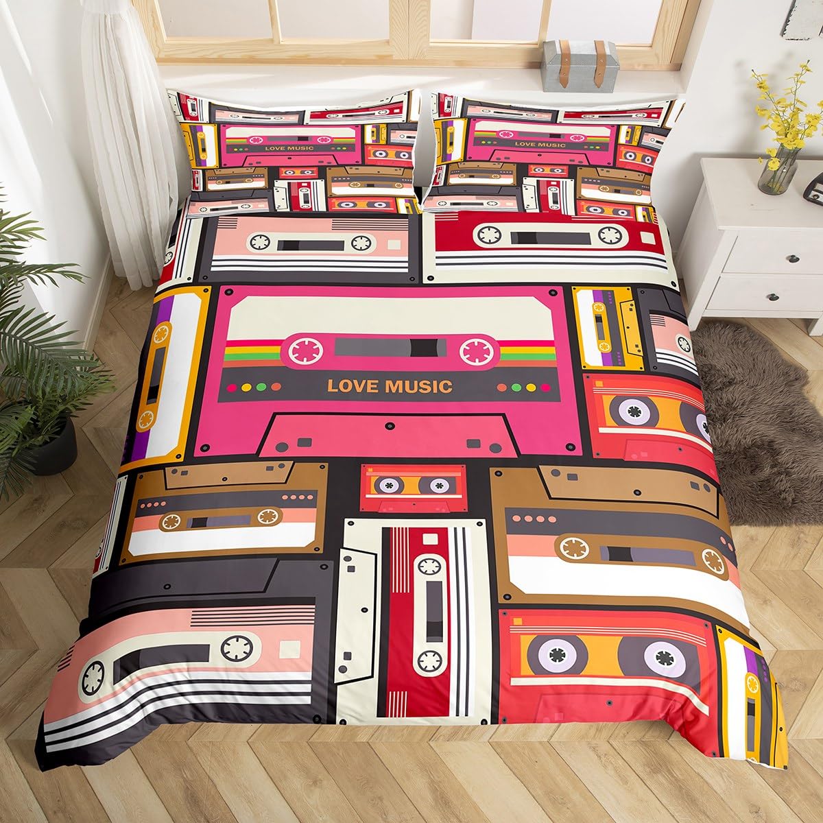 Colorful Music Cassettes Duvet - Audio Music King review and price